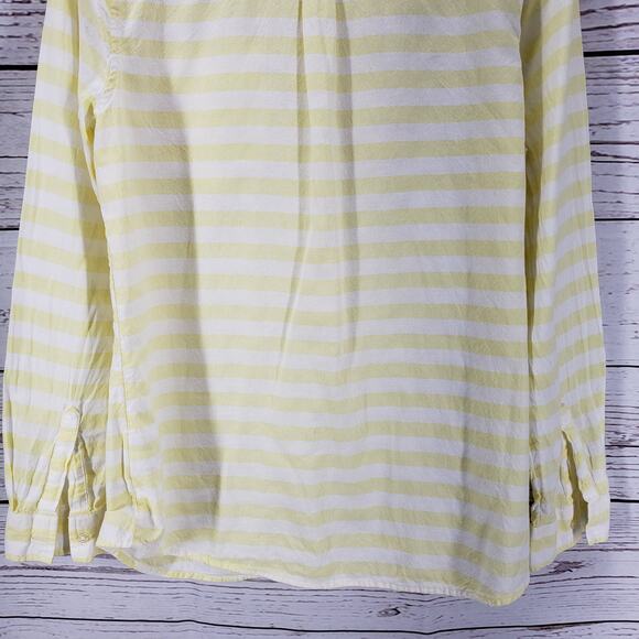 Old Navy Yellow 100%Cotton Striped Button Up Long Sleeve Top Size Large - Picture 11 of 14